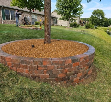 Custom retaining wall around a tree in Hendricks County