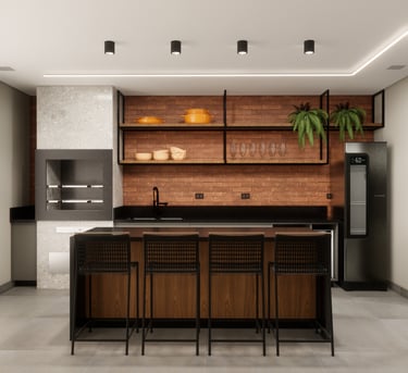 espaço gourmet decorado através de uma consultoria de interiores