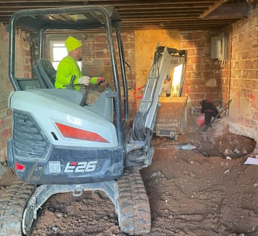 a construction worker is working on a construction site