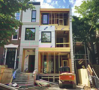 a construction worker is working on a house