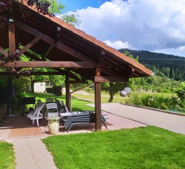 Auvent avec table et chaises