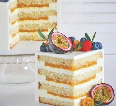 a cake with a slice of cake on top of it