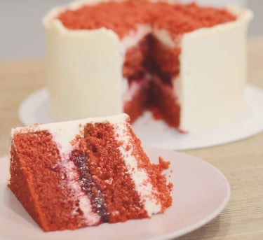a slice of cake with a slice taken out of it