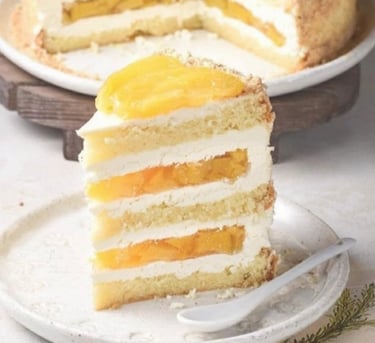 a slice of cake with a slice taken out of it