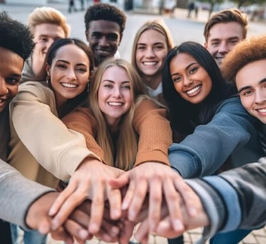 imagem de jovens reunidos .