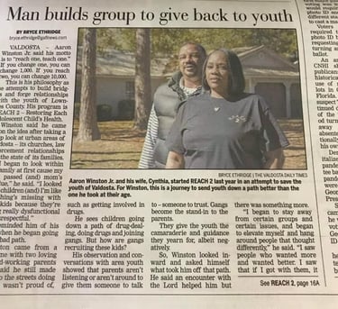 Reach Two newspaper spotlight Winston family