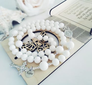 Vardinis sidabro rožančius – krikštynų dovana vaikui