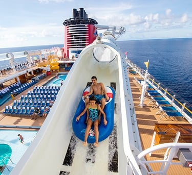 The Disney Cruise Line Aqua Duck pictured on the Disney Fantasy.