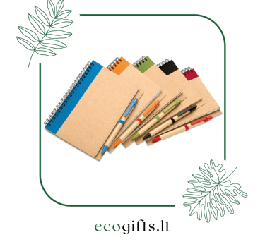 Ekologiškos biuro priemonės: tvarios užrašų knygelės, rašikliai | ecogifts.lt