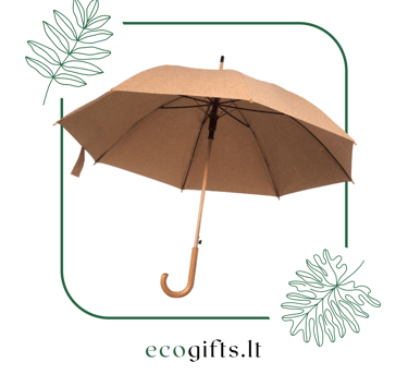 Perdirbtų medžiagų, tvarūs skėčiai su įmonės atributika | ecogifts.lt