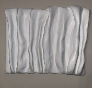 Neutral plaster wall relief artwork mounted on canvas, designed for modern minimalist interiors.