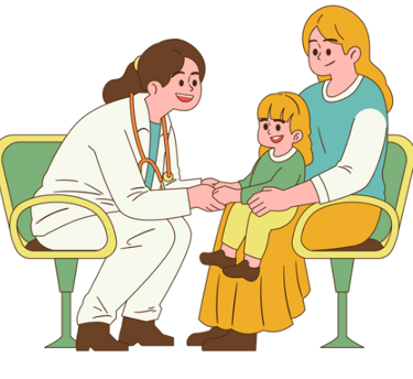 a doctor examining a child's hand