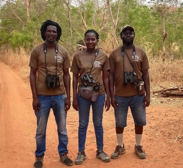 Bird guides of Birding Adventures Gambia & Senegal during a private bird photography tour, equipped 