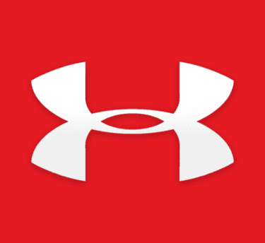 a red and white logo on a red background