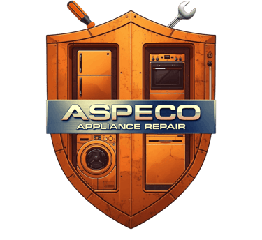 ASPECO APPLIANCE REPAIR logo orange shield wrench screwdriver washer fridge stove dishwasher