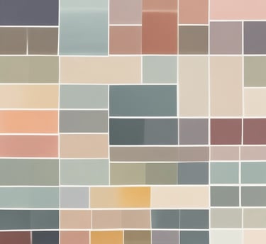 a wall of different colored tiles with a white background