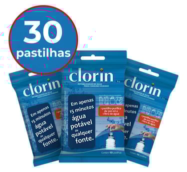 Pastilhas Purificadoras de Água Clorin (kit com 3) 30 pastilhas