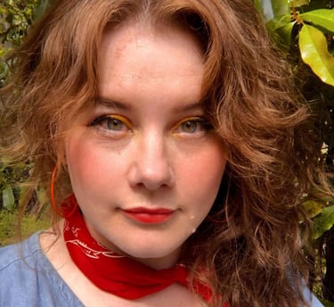 Ellie Benson Digital Consultant Female Image Profile Red Hair Woman Freckles Red bandana hazel eyes