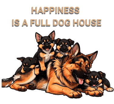 Puppies playing on Mom German Shepherd