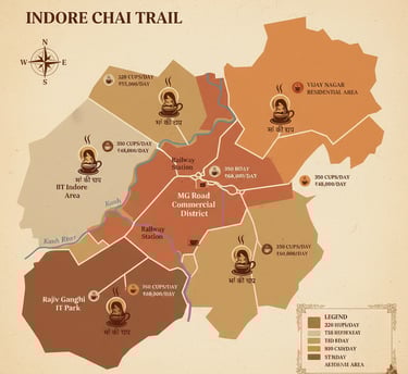 Indore city map showing chai franchise locations IIT Rajiv Gandhi IT Park MG Road