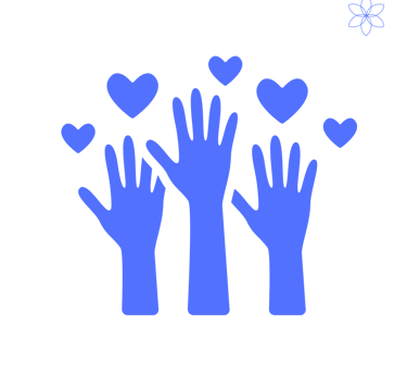 Hands holding hearts, symbolizing solidarity and voluntary contribution