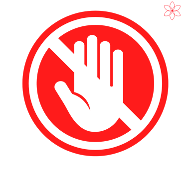 Red prohibition symbol, representing restriction on prohibited substances.