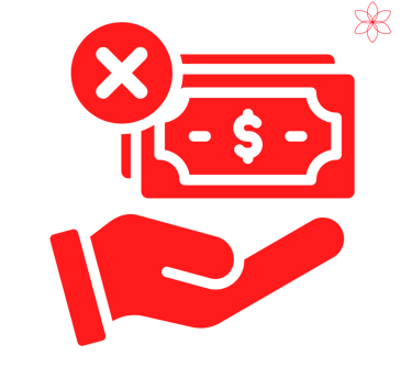 Hand holding money with an X, symbolizing restriction on misuse of funds.