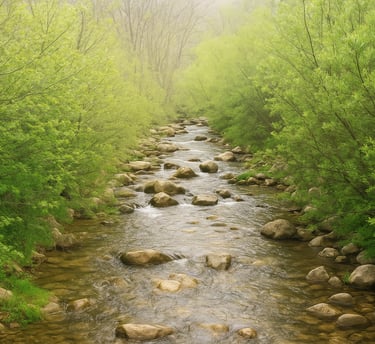 Rivière au printemps à Bugarach, paysage naturel et ressourçant