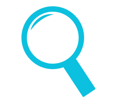 Ícono azul de lupa que simboliza la búsqueda de transparencia en las finanzas descentralizadas.