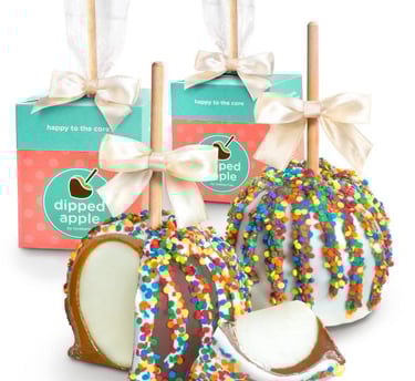 A Gift Inside Birthday Chocolate Dipped Caramel Apples Pair 2 Piece Set