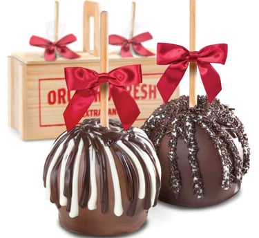 A Gift Inside Dark Chocolate Covered Caramel Apples Pair