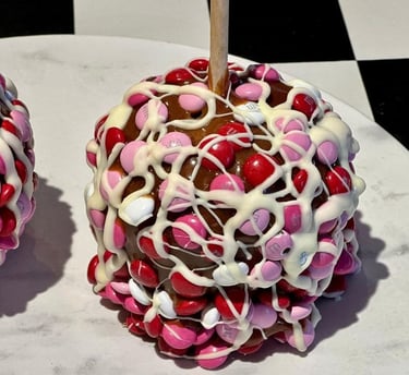 Gourmet Jumbo Caramel Apple (Pink, Red & White candy buttons "Hope is Sweet" with White Choclate)