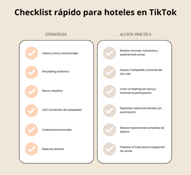 Checklist para hoteles en TikTok