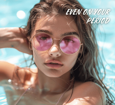 woman in pink shades in a pool
