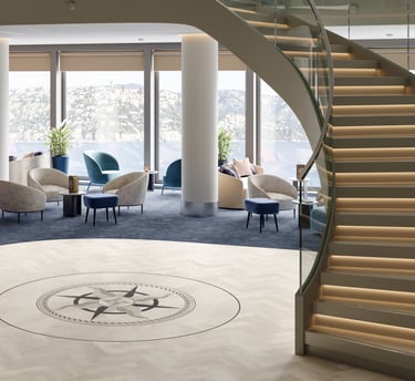 LVT grindų dizainas kruiziniame laive