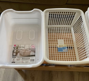Plastic dishpan and basket for washing wool