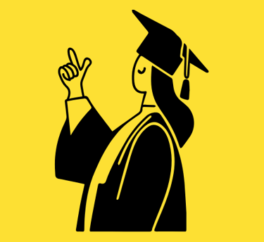 Dessin d'une étudiante diplômée avec une toge