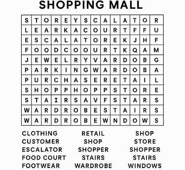 Shopping Mall Word Search 