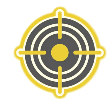 a yellow and gray target mark
