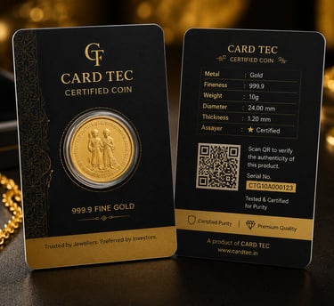 Premium coin cards for gold and silver coins by Card Tec