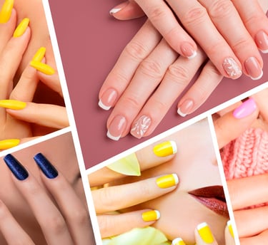 colab de várias mãos esmaltadas em vários estilos