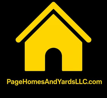 Page Homes and Yards LLC logo — yellow house icon on black background representing home renovation a