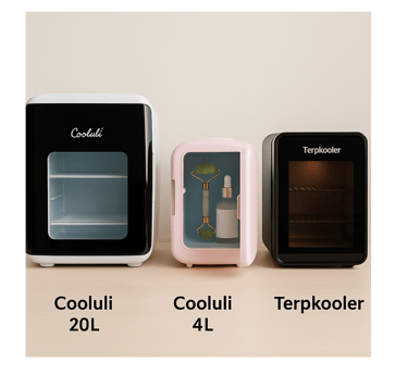  3 different skincare fridges compared by size