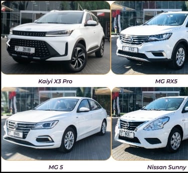 a picture of a white car with four different cars