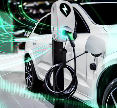 a car charging station with a charging station attached to it