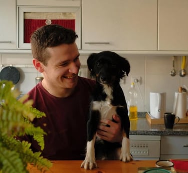 Online Tutor with dog