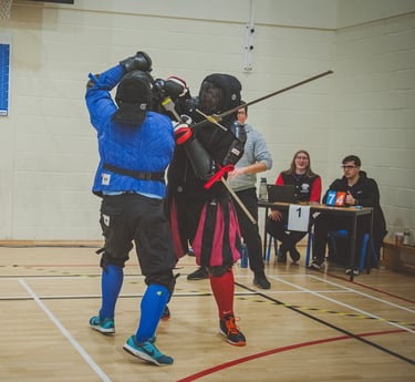 Photo by Andy McCormack/@the.hematog. Winston Lewis VS Mark Wilke in Longsword, Wessex League 2024.