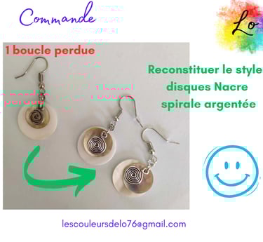Création boucles d'oreille pendants Nacre spirale acier Les Couleurs de Lo