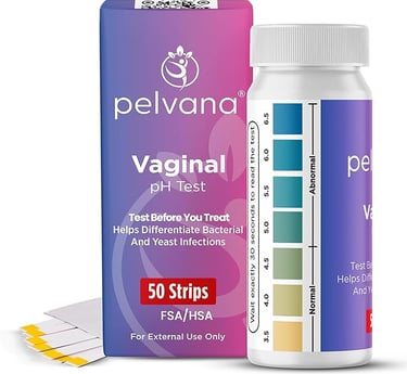 Pelvana vaginal pH test strips for women – at-home BV and yeast infection test kit with 50 pH strips