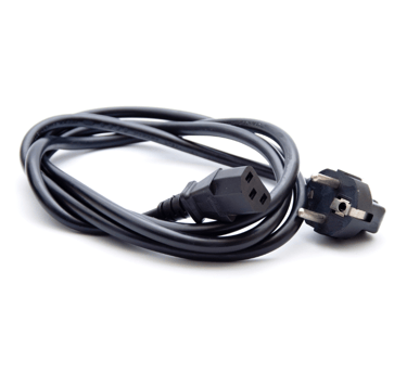 a black and white electrical corded to a corded corded plugged in